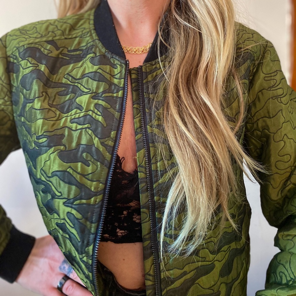 BCBGMAXAZRIA Camo Bomber Jacket